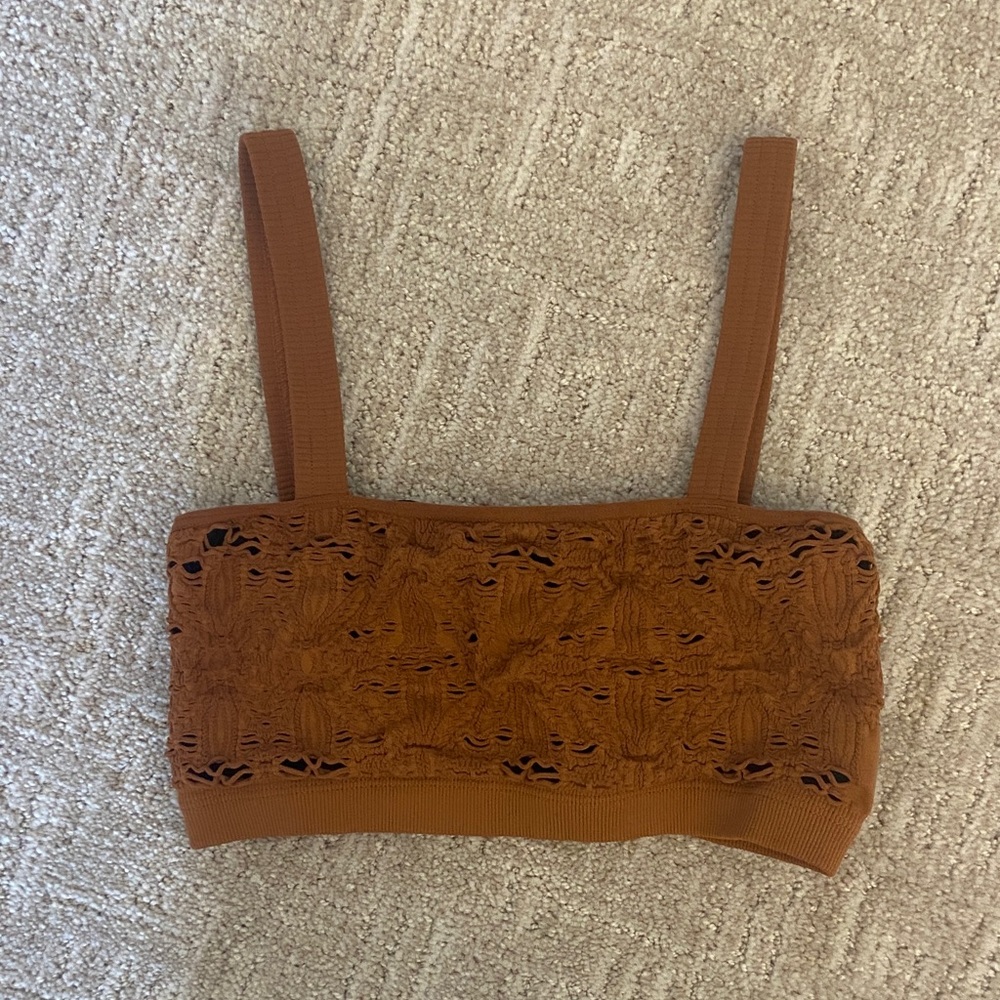 Free People Burnt Orange Textured Sports Bra